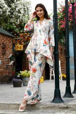 Women Ethnic Kurta Set | Rayon Co-Ord Set | Fancy Pajama Set | Floral Printed Top & Pant Set | Full Pair Set | A-line Kurta Set for Women (White) - Image 6