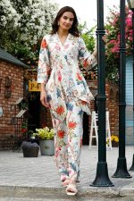 Women Ethnic Kurta Set | Rayon Co-Ord Set | Fancy Pajama Set | Floral Printed Top & Pant Set | Full Pair Set | A-line Kurta Set for Women (White) - Image 4