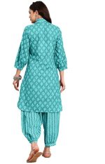 Women's Cotton Blend Printed Kurta Set (Rama) - Image 2