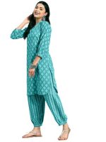 Women's Cotton Blend Printed Kurta Set (Rama) - Image 4