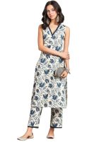 Women's Cotton Printed Straight Kurta With Pant Set - Image 5