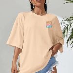 Cotton Half Sleeve Printed Oversized t Shirts for Women (Beige)