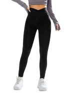 Regular High Waist Stretchable Gym Tights Leggings with Crossover Belt for Women & Girls | Gym Wear/Active Wear Tights Yoga Pants (Black)