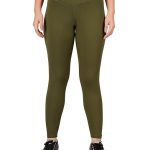 Regular High Waist Stretchable Gym Tights Leggings with Crossover Belt for Women & Girls | Gym Wear/Active Wear Tights Yoga Pants (Olive)
