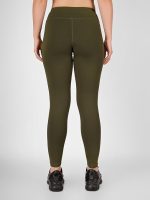 Regular High Waist Stretchable Gym Tights Leggings with Crossover Belt for Women & Girls | Gym Wear/Active Wear Tights Yoga Pants (Olive) - Image 5