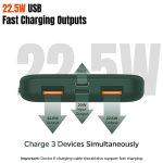 Dynamo 10000mAh 22.5W Power Bank Supports VOOC/Wrap/Dash USB Charging, Micro USB Input 20W PD Fast Charging, 3 Output, 2 Input Ports Type-C/PD & Micro USB & Multiple Layers of Protection (Green) - Image 4