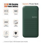 Dynamo 10000mAh 22.5W Power Bank Supports VOOC/Wrap/Dash USB Charging, Micro USB Input 20W PD Fast Charging, 3 Output, 2 Input Ports Type-C/PD & Micro USB & Multiple Layers of Protection (Green) - Image 3