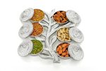 Decorative Dry Fruit Box Set with 6 Compartments, Silver Tree Design Serving Tray, Metal Snack Container with Lids - Image 3