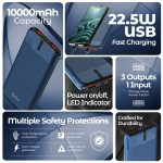Newly Launched Dynamo Nergy 10000mAh 22.5W Fast Charging Power Bank, Supports VOOC/Wrap/Dash USB Charging, 20W PD Fast Charging, 3 Outputs, 1 Input & Multiple Layers of Protection (Blue) - Image 2