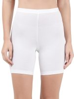 Women's High Coverage Super Combed Cotton Elastane Stretch Mid Waist Shorties with Concealed Waistband (White)