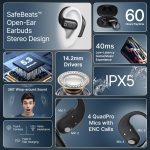 Zenbuds Evo X2 Pro Open Ear Wireless Earbuds, SafeBeats Design, 4 QuadPro Mics with ENC Calls, 60H Playtime, Wraparound Audio, BT5.3 Headphones, Touch Control & Type C Fast Charging (Jet Black) - Image 6