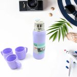 Flask Set Stainless Steel Thermos with 3 Cup Creative Gift Set with Cover Handle Portable Car Water Bottle Set (Approx 500ml) - Image 4