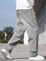 Men's Loose Mid Rise Jeans || Wide Leg Jeans || Jeans || Baggy Jeans (Grey) - Image 2