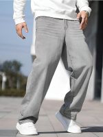 Men's Loose Mid Rise Jeans || Wide Leg Jeans || Jeans || Baggy Jeans (Grey) - Image 3