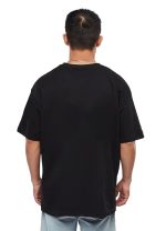 Half Sleeve Oversized Tshirt for Men, Round Neck Cottonblend Drop Shoulder Printed T-Shirt (Black) - Image 2