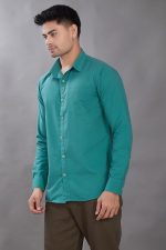 Men's Solid Slim Fit Shirt (Jade Green) - Image 5