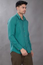 Men's Solid Slim Fit Shirt (Jade Green) - Image 4