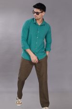 Men's Solid Slim Fit Shirt (Jade Green) - Image 3