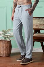 Men Mid-Rise Straight Fit Track Pants for Men | Stretchable Gym Wear Joggers | Casual Sports Track Pant with Pockets & Drawstring (Light Grey) - Image 3