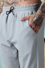 Men Mid-Rise Straight Fit Track Pants for Men | Stretchable Gym Wear Joggers | Casual Sports Track Pant with Pockets & Drawstring (Light Grey) - Image 5