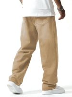 Men's Loose Mid Rise Jeans || Wide Leg Jeans || Jeans || Baggy Jeans (Khaki) - Image 2