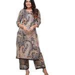 Nermosa Women Viscose Printed Straight Kurta Pant Set