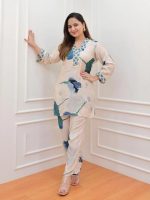 Anarkali Kurta-Set for Women – Viscose Rayon Printed Kurta & Straight Pant | Festive Indian Traditional Outfit Dress for Functions & Puja | Trendy Travel & Streetwear Look for Women | Hangouts | Picnic | Vacation Wear |3/4 Half Sleeeve - Image 2