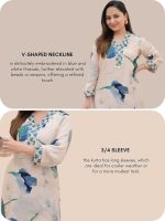 Anarkali Kurta-Set for Women – Viscose Rayon Printed Kurta & Straight Pant | Festive Indian Traditional Outfit Dress for Functions & Puja | Trendy Travel & Streetwear Look for Women | Hangouts | Picnic | Vacation Wear |3/4 Half Sleeeve - Image 5