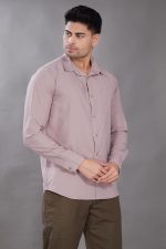 Men's Solid Slim Fit Shirt (Lavender) - Image 3