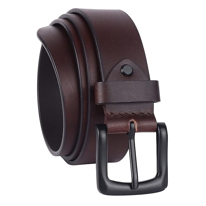 LeatherRedwoodbrown1 Genuine Leather Belt for Men - Adjustable Waistband up to 46 Inches Belt for Jeans & Dress Pants - 1.5" Width - Zinc Casted Buckle - Formal & Casual Wear - Branded Mens Belt (Redwood Brown) - Image 1
