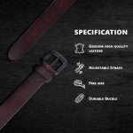 Genuine Leather Belt for Men - Adjustable Waistband up to 46 Inches Belt for Jeans & Dress Pants - 1.5" Width - Zinc Casted Buckle - Formal & Casual Wear - Branded Mens Belt (Redwood Brown) - Image 5