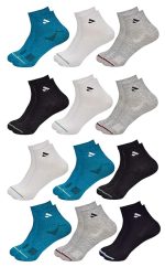 12 Pairs Solid Cotton Ankle Length Socks for Men & Women, Multicolor, Pack of 12, Free Size