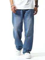Men's Loose Mid Rise Jeans || Wide Leg Jeans || Jeans || Baggy Jeans (Light Blue)