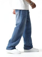 Men's Loose Mid Rise Jeans || Wide Leg Jeans || Jeans || Baggy Jeans (Light Blue) - Image 3
