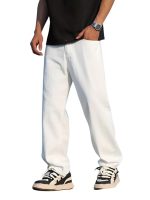 Men's Loose Mid Rise Jeans || Wide Leg Jeans || Jeans || Baggy Jeans (White)