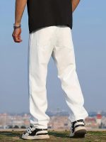 Men's Loose Mid Rise Jeans || Wide Leg Jeans || Jeans || Baggy Jeans (White) - Image 2