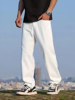 Men's Loose Mid Rise Jeans || Wide Leg Jeans || Jeans || Baggy Jeans (White) - Image 4