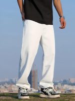 Men's Loose Mid Rise Jeans || Wide Leg Jeans || Jeans || Baggy Jeans (White) - Image 3