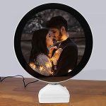 Magic Mirror Photo Frame With Light Photos Gift Personalized Customized Frames For Valentines Day Gifts, Anniversary, Birthday And Home Decor(Plastic, Tabletop, White, Pack Of 1,Round, framed)