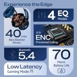 X Mustang Newly Launched Q Over Ear Bluetooth Headphones with 70H Playtime, 40mm Bass Drivers, Zen™ ENC Mic, Type-C Fast Charging, 4 EQ Modes, Bluetooth 5.4, AUX Option, IPX5 Wireless Headphones (Blue) - Image 6