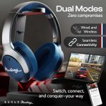 X Mustang Newly Launched Q Over Ear Bluetooth Headphones with 70H Playtime, 40mm Bass Drivers, Zen™ ENC Mic, Type-C Fast Charging, 4 EQ Modes, Bluetooth 5.4, AUX Option, IPX5 Wireless Headphones (Blue) - Image 3