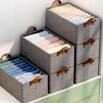 Large Foldable Storage Box with Handles, 45 cm Cotton Linen Storage, Grey Closet Organizer Basket for Clothes - Image 3