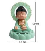 Plastic Solar Powered Moving Head and Hand Sitting Action Gautam Buddha Statue for Living Room | Car Dashboard | Home | Office Desk | Wealth & Prosperity, (8.5 * 8.5 * 12 Cm)(Green) - Image 5