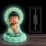 Plastic Solar Powered Moving Head and Hand Sitting Action Gautam Buddha Statue for Living Room | Car Dashboard | Home | Office Desk | Wealth & Prosperity, (8.5 * 8.5 * 12 Cm)(Green) - Image 4
