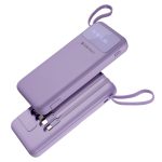 MB10000S6 Power Bank, 10000 mAh, 12W, 5 x Outputs - Dual USB A | Type C | Micro USB | Lightning, Built in I/O Cables, Percentage Display, Carry Loop, Made in India (Lavender)