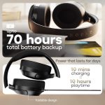 Q Over Ear Bluetooth Headphones with 70H Playtime, 40mm Bass Drivers, Zen™ ENC Mic, Type-C Fast Charging, 4 EQ Modes, BTv 5.4, AUX Option, Easy Control, IPX5 headphones wireless with mic (Black) - Image 7