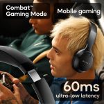 Q Over Ear Bluetooth Headphones with 70H Playtime, 40mm Bass Drivers, Zen™ ENC Mic, Type-C Fast Charging, 4 EQ Modes, BTv 5.4, AUX Option, Easy Control, IPX5 headphones wireless with mic (Black) - Image 5