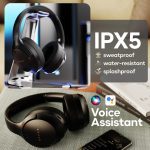 Q Over Ear Bluetooth Headphones with 70H Playtime, 40mm Bass Drivers, Zen™ ENC Mic, Type-C Fast Charging, 4 EQ Modes, BTv 5.4, AUX Option, Easy Control, IPX5 headphones wireless with mic (Black) - Image 4