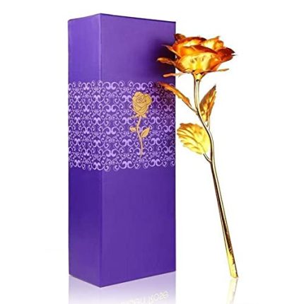 24K Artificial Golden Rose/Gold Red Rose with Gift Box 10 inches