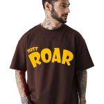 Men's Cottonblend Oversized Half Sleeve Round Neck Regular Fit T-shirt (Brown)